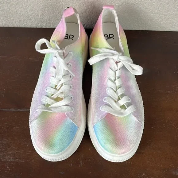 New BP Sonny Fab Platform Sneaker in Pastel Tie Dye Rainbow Sz 9 - Picture 5 of 10